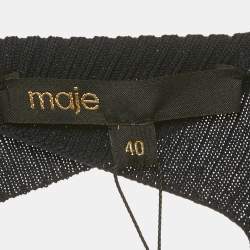 Pre Owned Maje Midnight Blue Rib Knit Cut-Out Detail Rolora Maxi Dress L