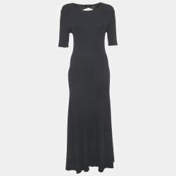 Pre Owned Maje Midnight Blue Rib Knit Cut-Out Detail Rolora Maxi Dress L
