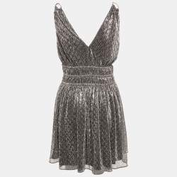 Pre Owned Maje Metallic Lamé Gathered Mini Dress S