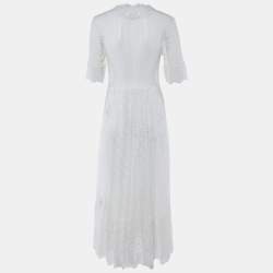 Pre Owned Maje White Guipure Lace Paneled Long Dress XL