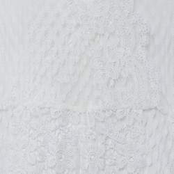 Pre Owned Maje White Guipure Lace Paneled Long Dress XL