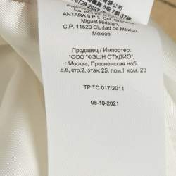 Pre Owned  Maje Beige Striped Cotton Blend  Belted Blazer S