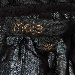 Pre Owned Maje Black Tulle Tiered Midi Skirt S