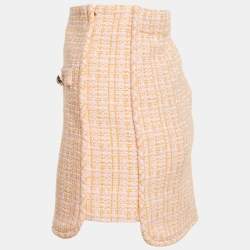Pre Owned Maje Orange/Pink Tweed Mini Skirt S