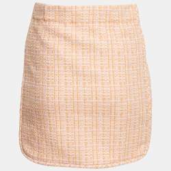 Pre Owned Maje Orange/Pink Tweed Mini Skirt S
