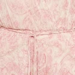 Pre Owned Maje Pink Paisley Print Lurex Crepe Asymmetric Flared Scarf Dress S