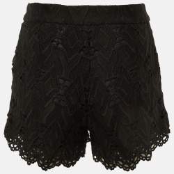Pre Owned Maje Black Lace Ikita Scalloped Shorts S