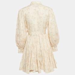 Pre Owned Maje Pink Floral Print Cotton Belted Rebelia Mini Dress S
