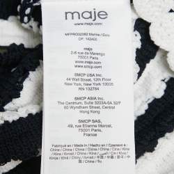 Pre Owned Maje White/Navy Blue Striped Crochet Rosette Mini Dress M