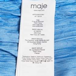 Pre Owned Maje Blue Crepe Lace Trimmed Top and Skirt Set M/S