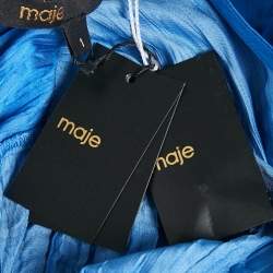 Pre Owned Maje Blue Crepe Lace Trimmed Top and Skirt Set M/S