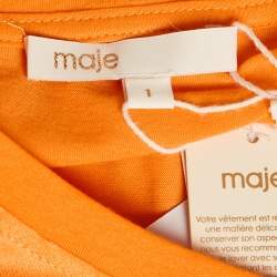 Pre Owned Maje Orange Logo Embroidered Silk T-Shirt S
