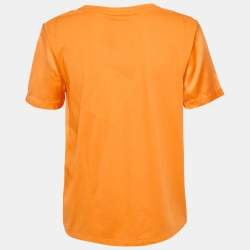 Pre Owned Maje Orange Logo Embroidered Silk T-Shirt S