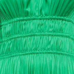 Pre Owned Maje Green Satin Ruffled Midi Dress S