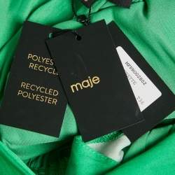 Pre Owned Maje Green Satin Ruffled Midi Dress S