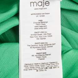 Pre Owned Maje Green Satin Ruffled Midi Dress S