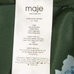 Pre Owned Maje Green Floral Print Lace Trim Crepe Asymmetric Midi Dress M 