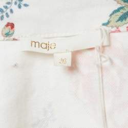 Pre Owned Maje White Rose Print Denim Jacket S