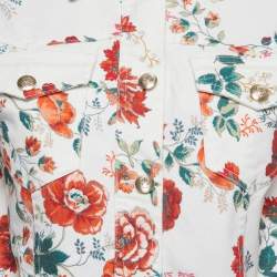 Pre Owned Maje White Rose Print Denim Jacket S