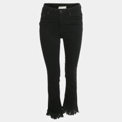 Pre Owned Maje Black Denim Raw Edge Jeans S/Waist 26"