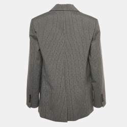 Pre Owned Maje Grey Pinstriped Rhinestone Embellished Blazer S
