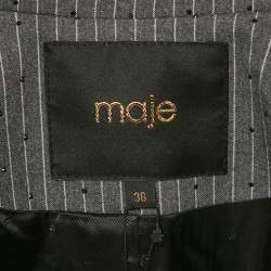 Pre Owned Maje Grey Pinstriped Rhinestone Embellished Blazer S