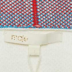 مملوكة مسبقًا Maje White Floral Embroidered Stretch Knit Cardigan S