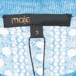 مملوكة مسبقًا قميص ماج محبوك مفتوح صوف موهير أزرق مع كشاكش مقاس كبير - لارج