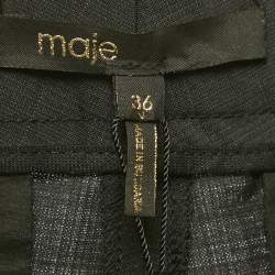 Pre Owned بنطلون ماجي صوف مفصل بتصميم مربعات رمادي أنتراسيت مقاس صغير