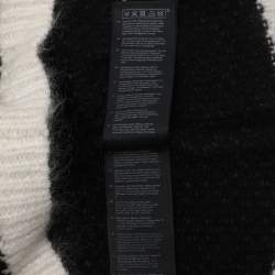 مملوكة مسبقًا ماج سترة صوف محبوكة بالأزرار أمامية سوداء/بيضاء كبيرة