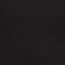 مملوكة مسبقًا Maje Black Crochet Sleeve Rib Knit Top M