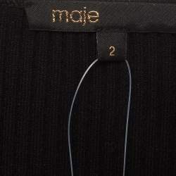 مملوكة مسبقًا Maje Black Crochet Sleeve Rib Knit Top M