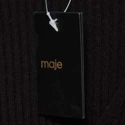 مملوكة مسبقًا Maje Black Crochet Sleeve Rib Knit Top M