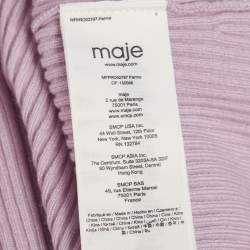 Pre Owned Maje Lilac Rib Knit Short Sleeve Parma Hemstitch Mini Dress S