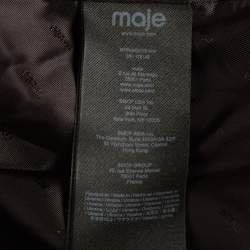 Pre Owned Maje Black Rhinestone Embellished Gabardine Belted Suit Jacket L