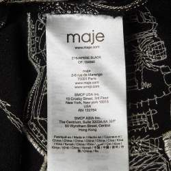 Maje Black Embroidered Crepe Midi Skirt S   
