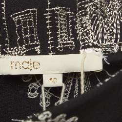 Maje Black Embroidered Crepe Midi Skirt S   