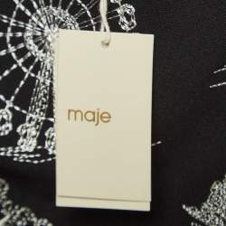 Maje Black Embroidered Crepe Midi Skirt S   