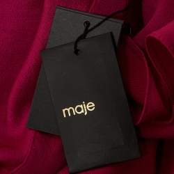 Maje Pink Satin Crepe Asymmetrical Midi Dress L