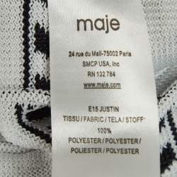 Maje Navy Blue Patterned Knit Flared Mini Skirt S