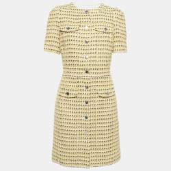 Maje Yellow Tweed Mini Dress L