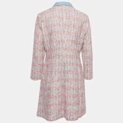 Pre Owned Maje Red/Blue Tweed Shirt Mini Dress XL
