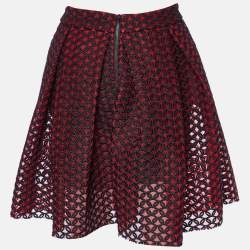 Maje Rouje Embroidered Mesh Juliette Flared Skirt S