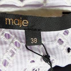 Pre Owned Maje Parme Eyelet Embroidered Cotton Rosiry Belted Dress M