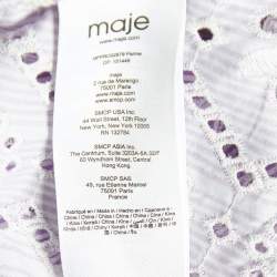 Pre Owned Maje Parme Eyelet Embroidered Cotton Rosiry Belted Dress M