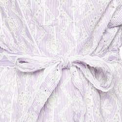 Pre Owned Maje Parme Eyelet Embroidered Cotton Rosiry Belted Dress M