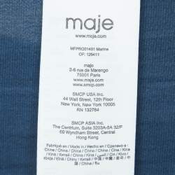 Pre Owned Maje Navy Blue Satin Ruffled Mini Dress M