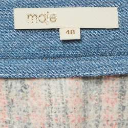 Maje Multicolor Tweed Buttoned Front Mini Skirt L