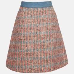 Maje Multicolor Tweed Buttoned Front Mini Skirt L