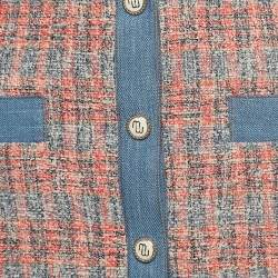 Maje Multicolor Tweed Buttoned Front Mini Skirt L